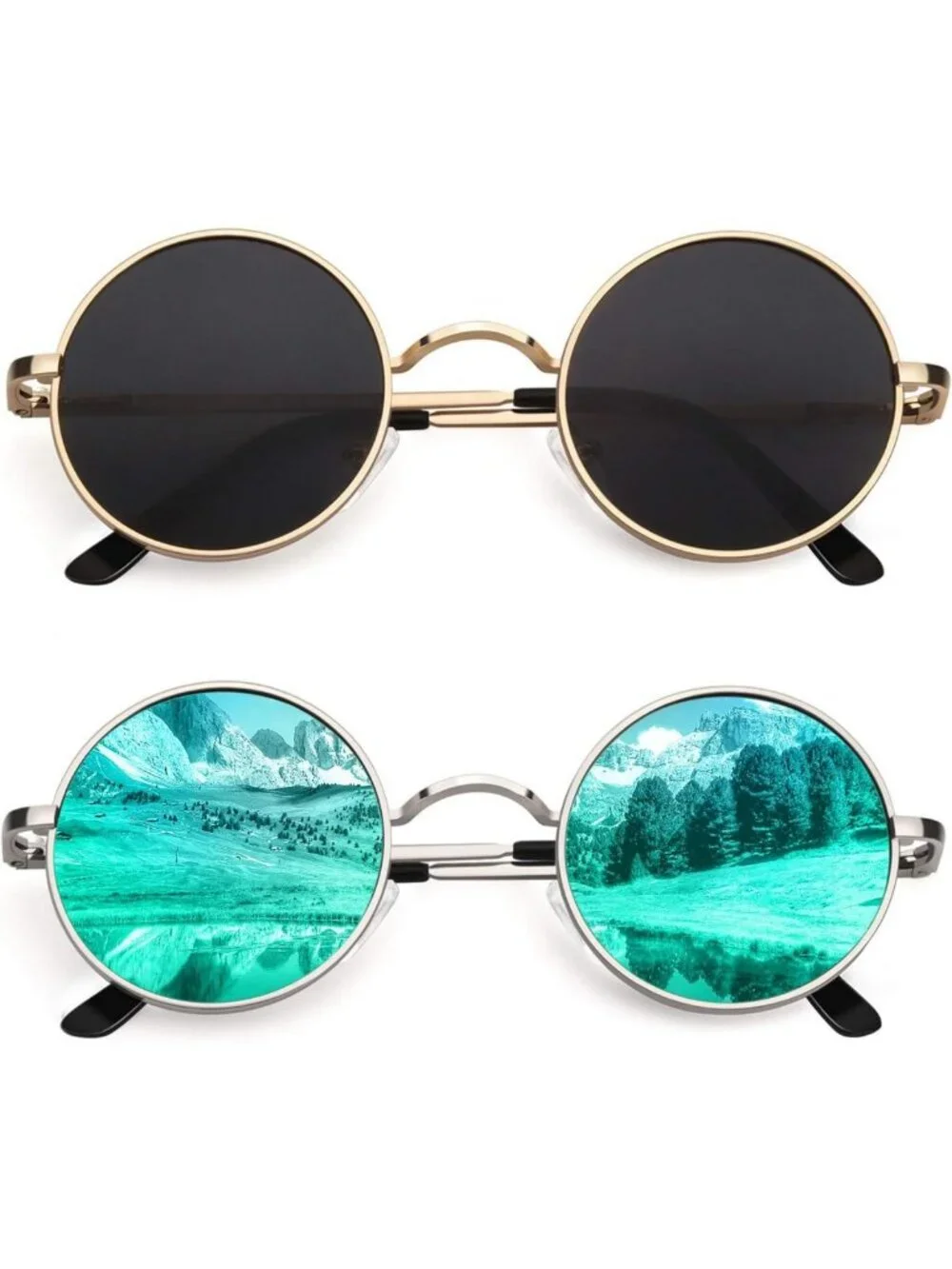 Retro Round Polarized Sunglasses for Men & Women | UV400, Metal Frame